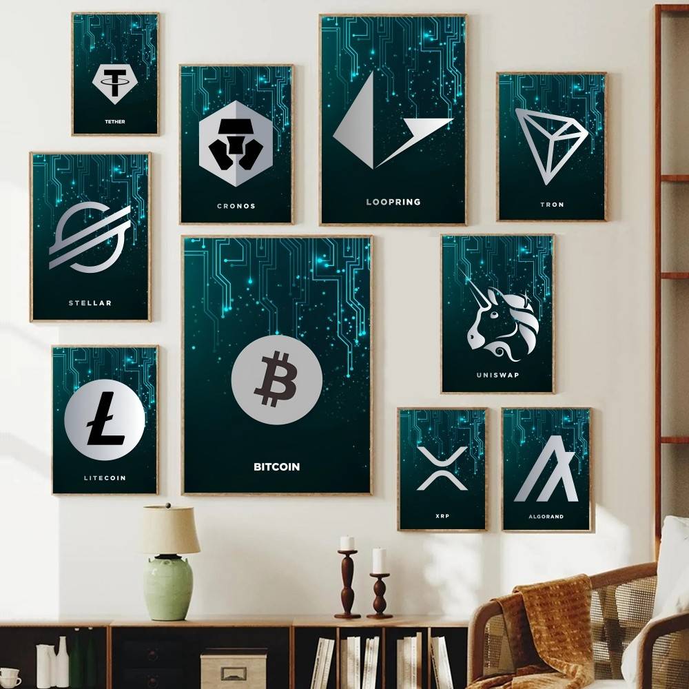 Tech Circuit Crypto Symbol Pos - Tech Office Wall reseña y precio