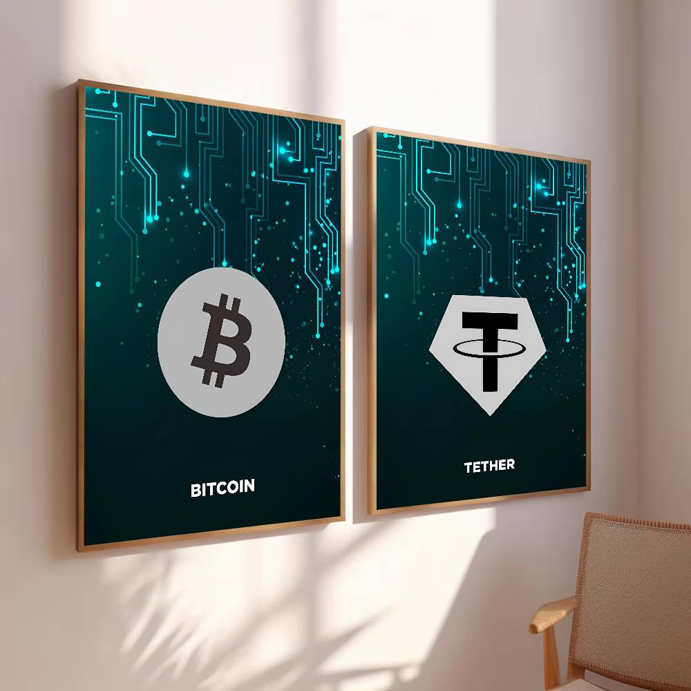 Tech Circuit Crypto Symbol Pos - Tech Office Wall reseña y precio
