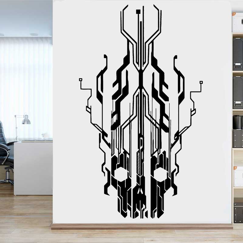 Chip Circuit Tech Skull Vinyl  - Tech Office Wall reseña y precio
