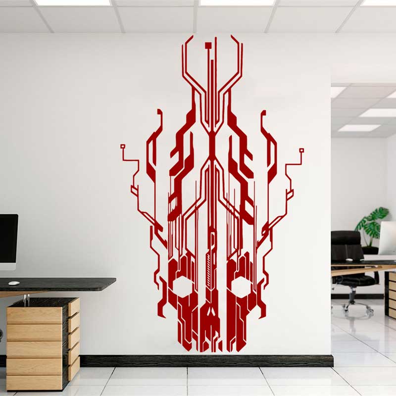 Chip Circuit Tech Skull Vinyl  - Tech Office Wall reseña y precio