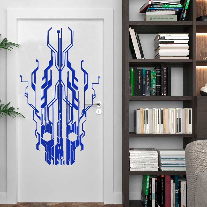 Chip Circuit Tech Skull Vinyl  - Tech Office Wall reseña y precio