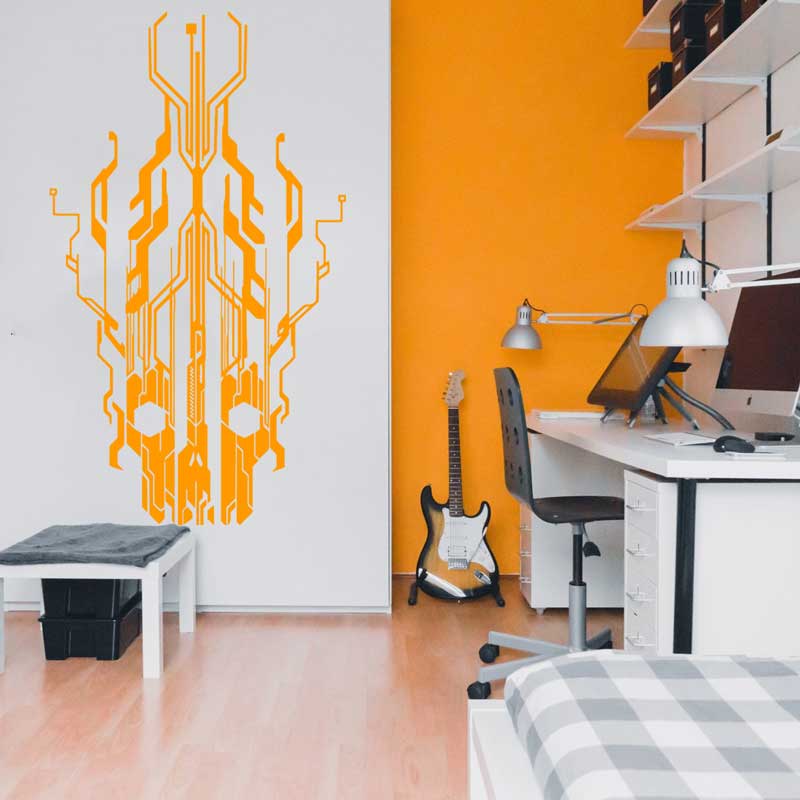 Chip Circuit Tech Skull Vinyl  - Tech Office Wall reseña y precio