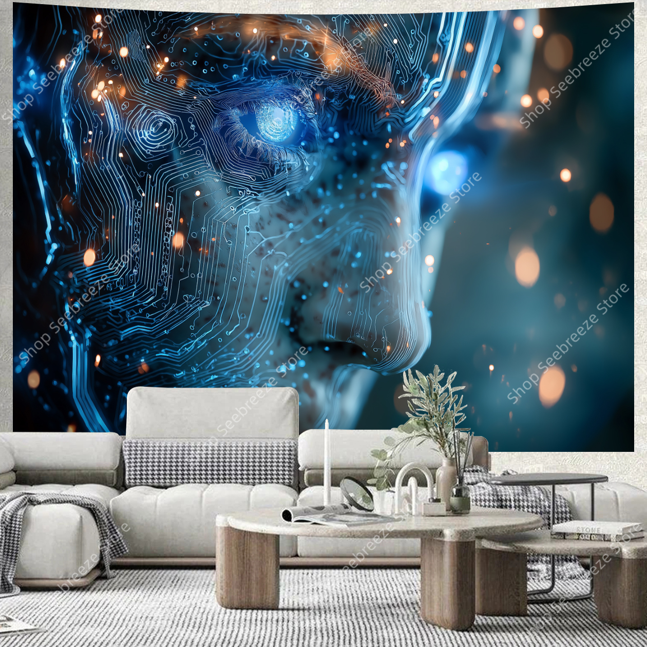 Cyberpunk Circuit Board Tapest - Tech Office Wall reseña y precio