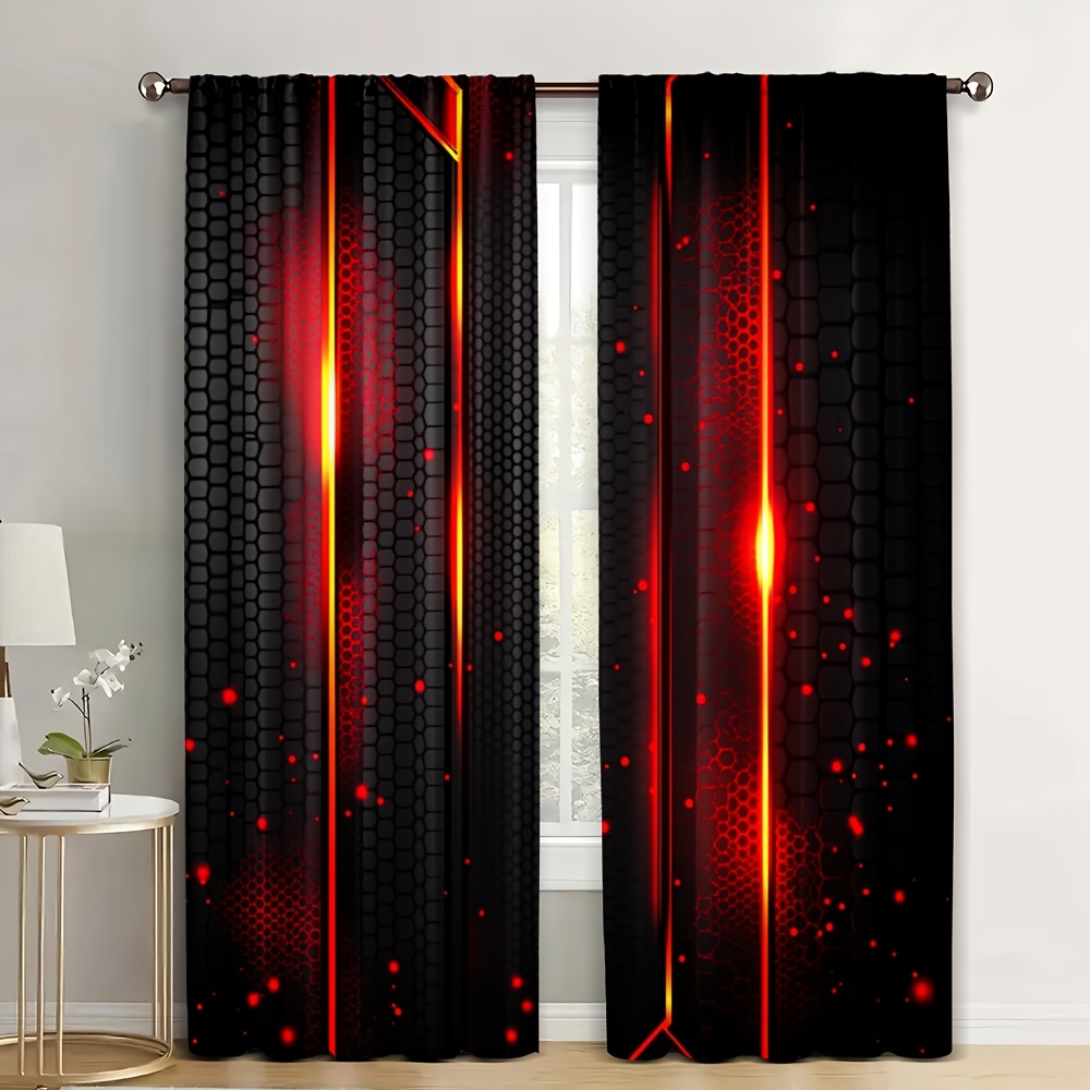 2pcs Lava Curtains Black Red C - Office Tech For Home reseña y precio