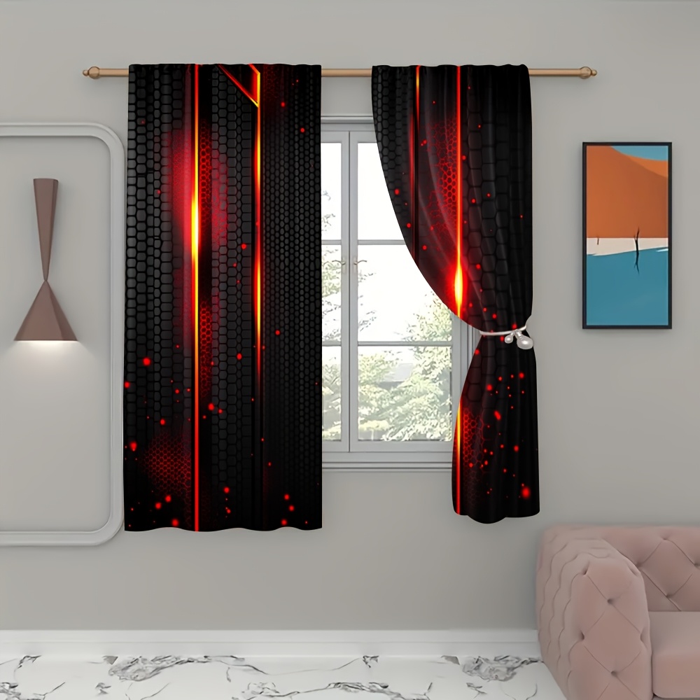 2pcs Lava Curtains Black Red C - Office Tech For Home reseña y precio