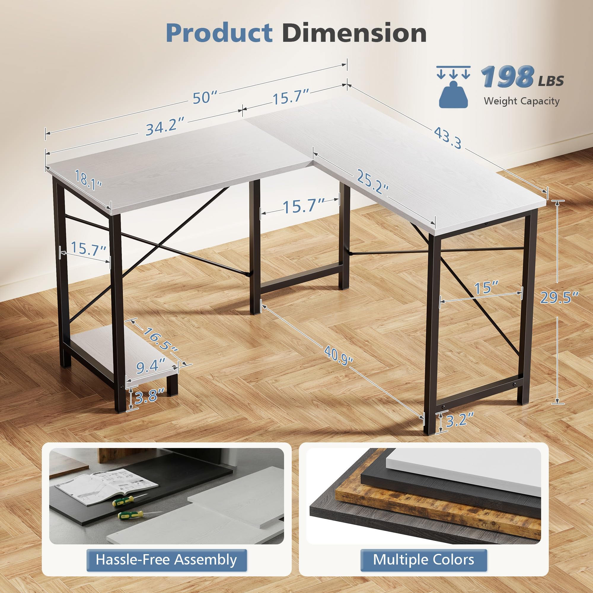 JHK 50 Inch L Shaped Desk Comp - Office Xp reseña y precio
