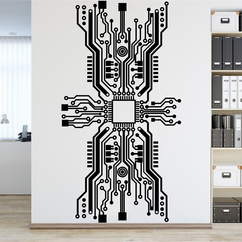 Circuit Board Chip Wall Sticke - Tech Office Wall reseña y precio