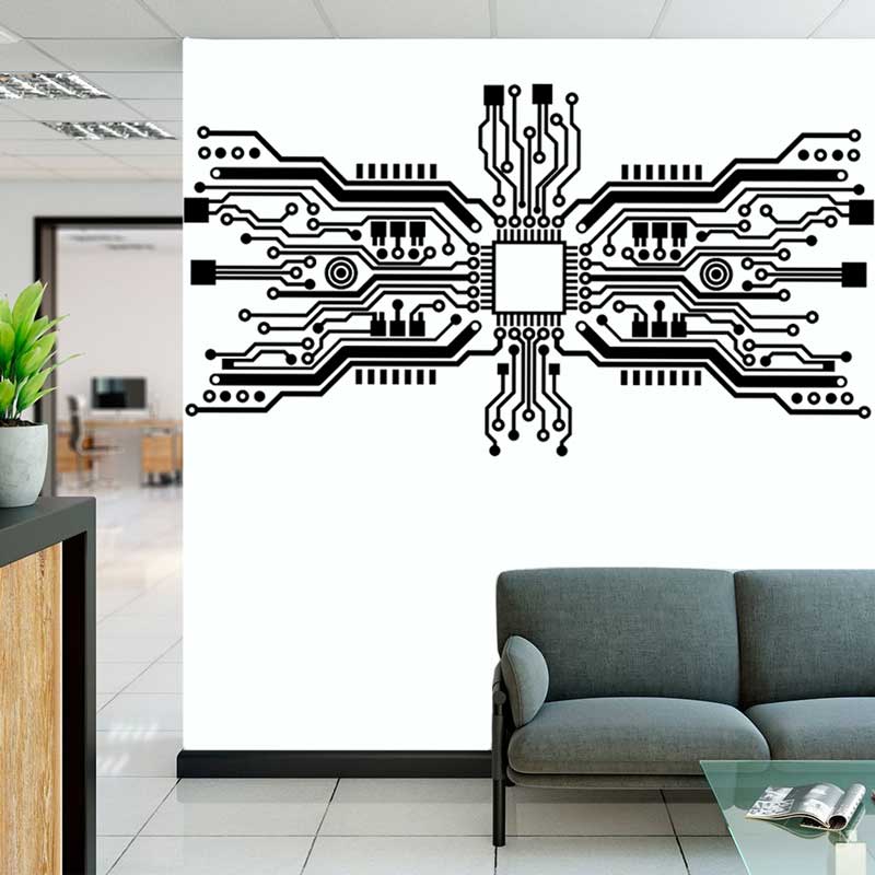 Circuit Board Chip Wall Sticke - Tech Office Wall reseña y precio